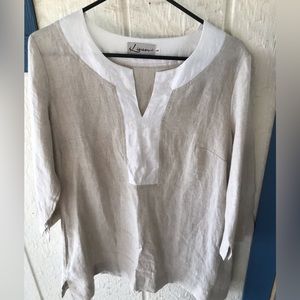 iLinen woven linen natural w/trim/pockets Vero Beach boutique🐚🌊 made in Europe